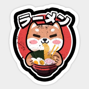 Cute Shiba inu Eating Ramen Kawaii Retro Vintage 90s Vibes Sticker